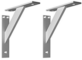 EMT-DESIGN® Design! Modern! Aluminium! 3-teilige Winkel Wandhalterung Regalhalterung Halterung für Regalbretter Regal Klammern Regalträger- 2 Stück (180x180, Silber)