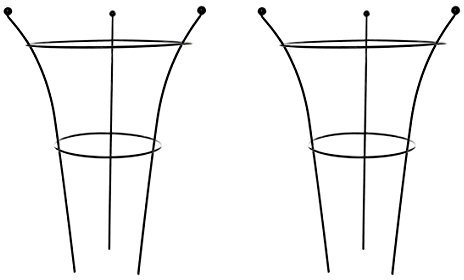 RUDDINGS WOOD Set of 2 x Three Leg Metal Peony Supports Ring Cages 65cm high x 30cm diameter Garden Herbaceous Flower Plant Cone Frames