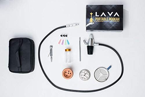 LAVA Shisha portátil para botellas, incluye funda y cabezal de chimenea, color dorado