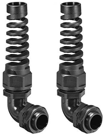 sourcing map M20 Cable Gland 90 Degree Waterproof IP68 Nylon Joint Adjustable Locknut with Strain Relief for 9mm-14mm Dia Cable Wire, 2 Pcs