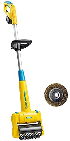 Gloria MultiBrush li-on - Multifunktionale Akku-Bürste/Unkrautentferner, Nutzbar als Stein-, Holz-, Fugenreiniger, Rasenkantenschneider, Vertikutierer, Rasenlüfter, Set mit 2 Aufsätzen, ohne Akku