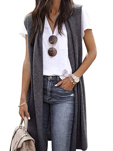 Dresswel Womens Sleeveless Cardigan Ladies Draped Open Front Long Waistcoat | Summer Longline Waistcoat Waterfall Lightweight Blazer Vest