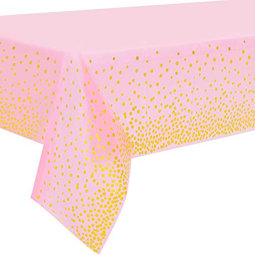 Duocute 2 Piezas Mantel Desecheble Fiesta Oro Rosa, Mantel Rectangular Dorado Cubierta de Mesa para Banquetes, Despedida de Soltera, Cumpleaños de Niñas, Baby Shower,137 cm x 274 cm