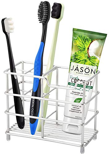 Urbanstrive 304 Stainless Steel Bathroom Toothbrush Holder Toothpaste Holder Stand Bathroom Accessories Organizer, Silver