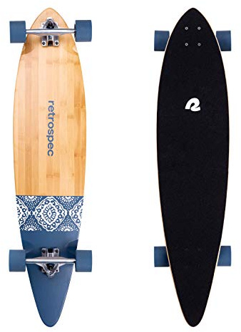 Retrospec ZED Pintail Longboard - Monopatín Completo | Cruisero de Madera de Arce Canadiense con Camiones Kingpin inversos para desplazamientos, cruceros, tallar y Montar Cuesta Abajo