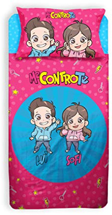 hermet Me Contro Te, Lenzuolo Letto Singolo Bambina, Completo Lenzuolo Singolo, Lenzuolo Cameretta, Rosa/Azzurro, 100 Percento Cotone, Lenzuolo Sopra, Lenzuolo Con Angoli, Federa