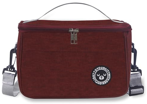 TUXUNQING 7.5L Bolsa termica, Lancheira termica, Porta alimentos, Bolsa isotermica para Camping, Playa, Oficina, Escuela (Rojo/7.5L/26 * 16 * 18cm)