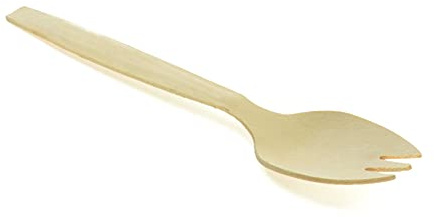 emissimo Holzbesteck natürlich hellem Birkenholz für Grillfeste oder Geburtstage, 100% natürlich, umweltfreundlich & plastikfrei, biologisch abbaubar (100 x Göffel 14,5cm)
