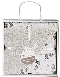 Interbaby - Manta Bebe Recien Nacido | Mantita Bebe 100% Poliéster, Terciopelo, Suave, Cómoda, Cálida | Manta Meses Bebe 80x110cm, Unisex, para Cunas, Carritos | Paracaidista + Borreguillo Gris