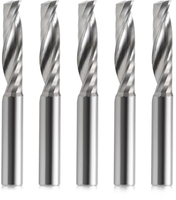 EU_HOZLY 6 mm Schaft, 6 mm Schnittdurchmesser, 25 mm Nutenlänge, 1 Nutenschaftfräser, CNC Spiralfräser, Upcut-Schneidwerkzeug für Acryl, PVC, ABS, Sperrholz, 5 Stück