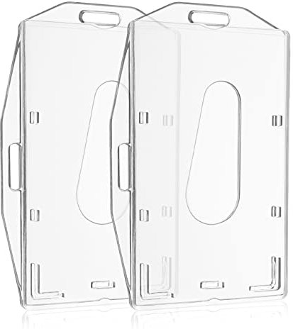 Vicloon Ausweishüllen, 2 Stück Transparente Kartenhalter mit Daumenausschub, Horizontaler und Vertikaler Dual-Use, Ausweishalter Hartplastik Schutzhülle