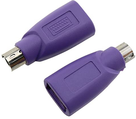 E-outstanding USB to PS2 Adapter, 2PCS USB Female to PS/2 Male Converter Adapter for Mouse Keyboard, Purple