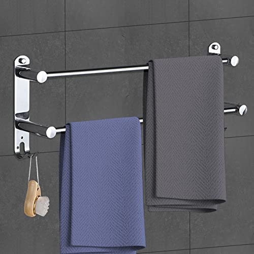 RPEIXYA Handtuchhalter Ausziehbar, Handtuchstange Ohne Bohren, Ausziehbar 50-90CM Handtuchhalter Wand, Badetuchhalter für Badezimmer küche (Silber, 2-Schicht)