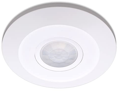 ARUM® Détecteur de Mouvement saillie Plafond Infrarouge Intérieur Blanc pour Éclairage - Distance Détection 8 m en Champ Libre - Angle 360° - IP20