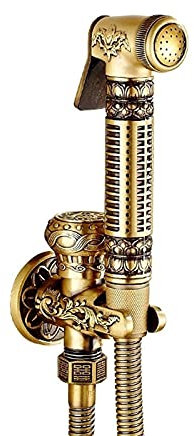 Wasserhähne, Wasserhahn-WC-Hand-Bidet-Sprühset mit Messing-Absperrventil im europäischen Stil, alle Bronze-Sprühpistole, Bidet-Mopp, Pool-Toilettenspüler Present