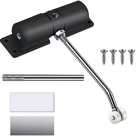 Chiudiporta regolabile, chiudiporta automatico, in lega di alluminio, per camera da letto, ufficio, nero