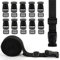 25mm x 5m Courroie en Nylon Noir de Sangle,Nylon Sangle Lourde en Noir avec 10PCS Boucles Fermeture à Clip en Plastique et 10 Pièces Tri-Glide Curseur Plastique Boucle Attache Rapide pour Sangle