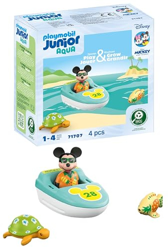 PLAYMOBIL JUNIOR | Disney | Micky Maus' Bootstour | nachhaltiges Spielzeug aus biobasierten Kunststoffen | für Kinder ab 1 Jahr | 71707