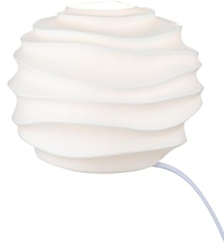 GILDE Deko kleine Tischlampe - Lampe aus Porzellan - mit Wellen Design - Dekoration Wohnzimmer Fensterbank - weiß Höhe 20,5 cm