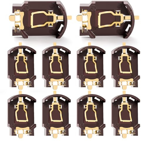 KUOQIY 10 Pièces SMD CR2032 Support de Pile Bouton avec Épingle, Supports de Piles Bouton Horizontal, Adaptateurs de Piles Bouton 3V, pour SMT SMD Piles Bouton CR2025 CR2016