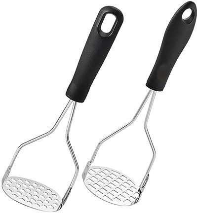 er patate in acciaio inossidabile Schiacciapatate per carichi pesanti Schiacciapatate per verdure Schiacciapatate in acciaio inossidabile per pollo Verdura Spremipatate portatile per bambini (Argento)