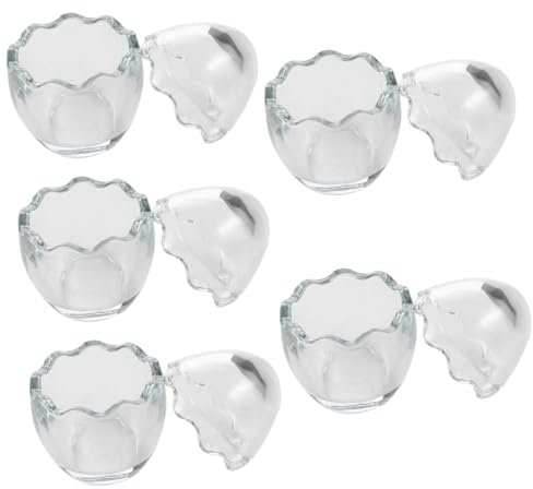 Hoement 5pcs Glass Yogurt Cups Baking Pudding Pots Dessert Holder Ice Cup Kitchen