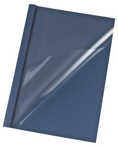 VEPATIM 50 Thermobindemappen A4 6mm für 60 Blatt Lederoptik blau