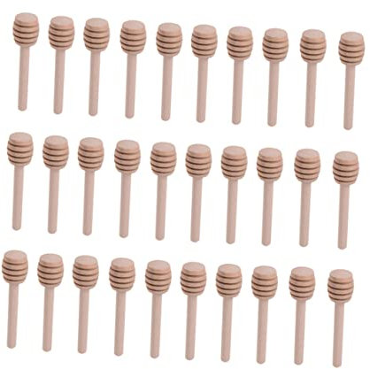 Amosfun Lot de 30 Mini-cuillères À Miel en Bois pour Sirop Faciles À Utiliser Et À Nettoyer