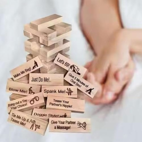 Lustturm-Blöcke für Paare, super freche Freaky Blöcke, Spiel für Erwachsene, Schlafzimmer-Spiele, Date-Nacht-Ideen für Valentinstag, 48 Stück