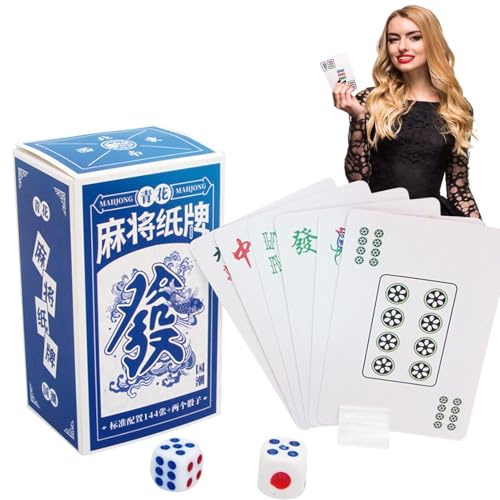 Mahjong spelkort - bärbart Mahjong-spelset med kakeldesign | Robust vattentät plattform, lämplig för resor, lättlästa symboler, perfekt för nybörjare och professer