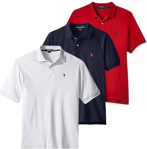 U.S. Polo Assn. Polo clásico para Hombre, Polo de piqué con Cierre de Dos Botones, Camisa de Golf de Moda de Verano