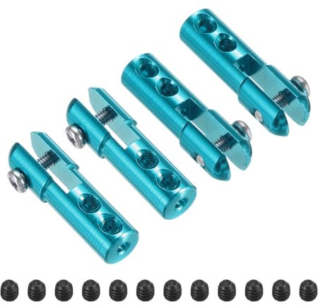QUARKZMAN 4 Stück Metall-Clevis M2 Gewinde Aluminiumlegierung Clevis Servo Horn Zugstange Chuck Verbinder mit Schrauben für RC Flugzeug Auto Hubschrauber Modell Ersatzteile, Blau