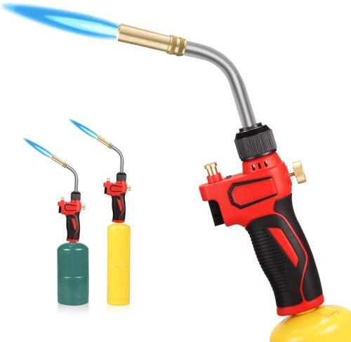 DOMINOX Propane Torch, Powerful Torch Head Trigger Start Gas Torch, Soldering Torch, Welding Torch for Propane, MAP and MAPP Tank, Heavy Duty Torch for Soldering, Ignition, Barbecue, Lighting