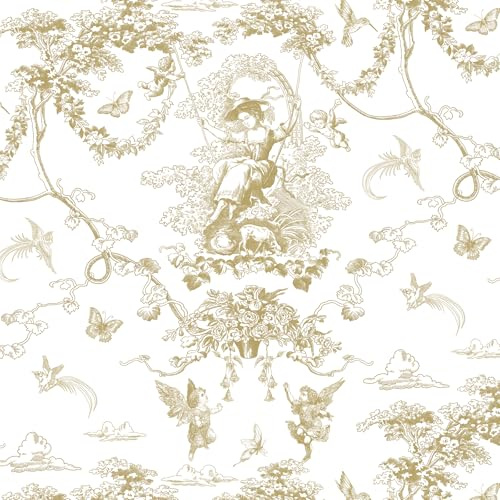 Timeet Selbstklebende Tapete Gold Amor 44x300cm Klebetapete Selbstklebend Wand Gemälde Vintage Vinyl Klebefolie Wasserdicht Möbelfolie für Schlafzimmer Wohnzimmer Küche Wände Regale Möbel