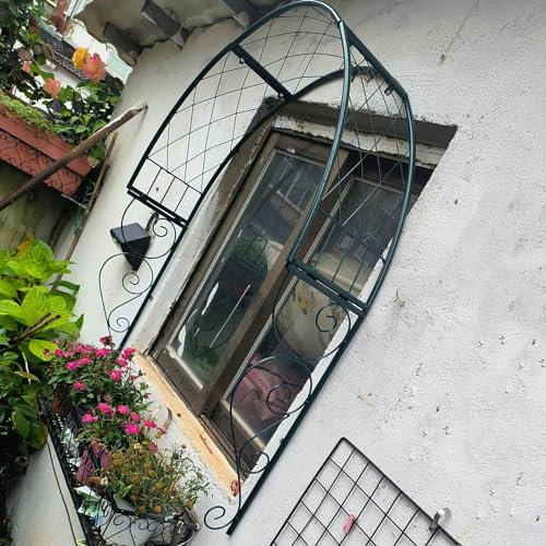 Arche de jardin en métal à fixation murale pour plantes grimpantes, arche de roses pour fenêtres, portes, entrées, décoration de jardin extérieure