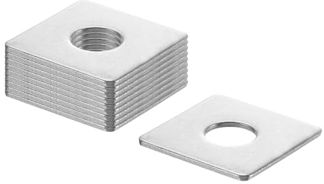 QUARKZMAN 20Pcs Arandela Cuadrada M12 Placa con Orificio Redondo | Acero Inoxible 201, para Reparación de Maquinaria y Construcción en Exteriores y Tornillos y Pernos, M12x40x40x2