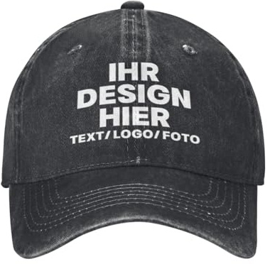 Kustima Basecap personalisiert mit Foto/Logo/Text,Trucker Cap Mesh-Kappe personalisierte selbst gestalten,Verstellbare Baseball Caps für Männer Frauen,Unisex Dad Cap Schwarz