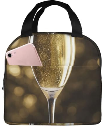 Champagne Lunch Bag for Women Men Adult Insulated Lunch Box Reusable Leakproof Lunch Tote Bags Large Capacity Cooler Food Container Portable Lunchbox for Work Travel