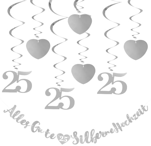 Silber Hochzeit Deko, Deko Silberhochzeit 25, Tischdeko Hochzeit, Girlande Hochzeitsdeko Tisch, Wunderschöne Luftschlangen Silber, Passend zur Silberhochzeit Oder zum 25. Geburtstag