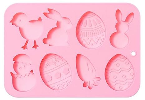 Molde de silicona para huevos de pascua de 8 cavidades, molde de fondant para pastel, herramientas de horneado navideñas para hacer chocolate caramelo jabón