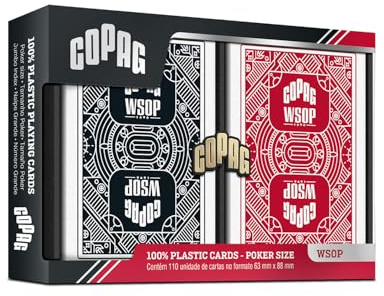 COPAG World Series Of Poker – Plastic Poker Size Jumbo Index Double Deck, Red Andred and Black Black