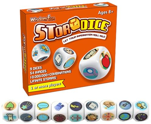 Geschichtswürfel – 9 x kreatives Erzählungsspiel – unbegrenzte Kombination von Geschichten, 54 kultige Erzählungsspiel-Dice, lustige Familienspiel-Fähigkeiten