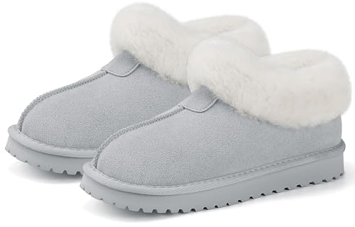 Mishansha Mujer Zapatillas de Estar Invierno Forradas Pantuflas Gris 38 EU