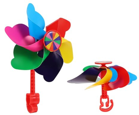 SUPVOX 2 pièces Moulin à Vent Coloré Décoratif pour et Scooter Garçon Fille Guidon Sécurisé et Lisse Kit Adapté Plupart des Vélos et Trottinettes Accessoire Ludique pour Extérieure