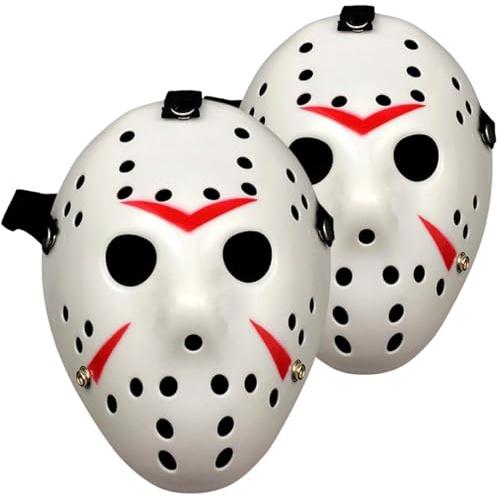 Nzoike Hockey-Maske für Halloween, 2er-Set, Horror-Kostüm-Zubehör, Inspiriert von Freitag der 13., für Fasching und Mottopartys
