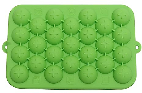Bac à glaçons avec couvercle, 25 bacs à glaçons en grille pour congélateur, moule rond en silicone pour boules de glace, libération facile pour l'eau, les cocktails, le whisky, (Verte)