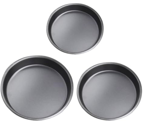 LALADEFIEE Bandeja para Pizza Antiadherente 3 Piezas (6/8/9 Pulgadas) de Acero al Carbono, Molde Redondo para Hornear Pizza y Pasteles, Utensilios para Hornear Revestimiento Fácil de