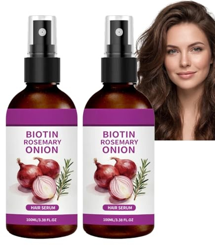 Aceite de romero en espray para el crecimiento del cabello con biotina y extracto de cebolla, suero para el cuero cabelludo de absorción rápida para cabello más fino, spray hidratante