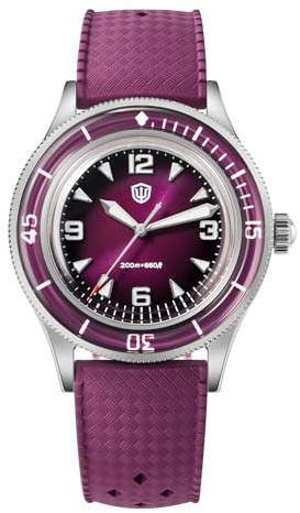 watchdives Dykarklocka för män, WD50Q 50 -Fathoms, kvartsur, Japan, VH31, svepande sekundverk, bubbla-safirglas, armbandsur, 200 m, professionell dykarklocka, BGW9, blå, ljusmassa, 38 mm, boett