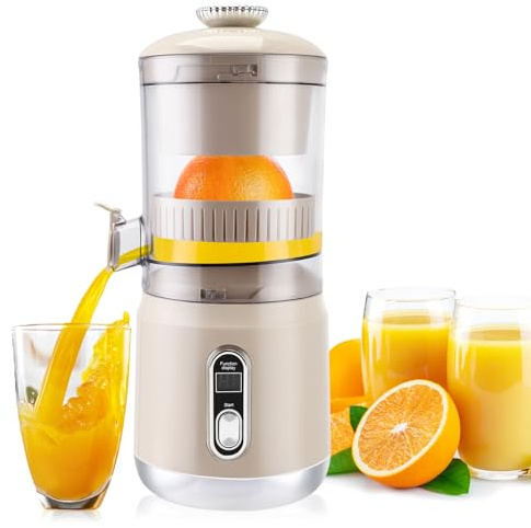 Exprimidor lento eléctrico inalámbrico, exprimidor de naranjas con calibre grande de 110 mm, 3 velocidades, para frutas y verduras, recargable por USB, separación automática de zumo